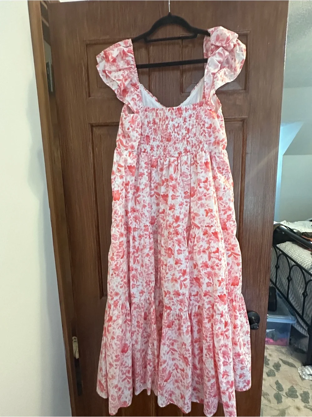 Abercrombie & Fitch Coral and Light Pink Floral Maxi Dress